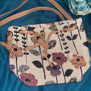 Floral Tan and Black Women's Bag